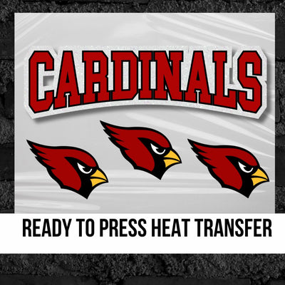 Cardinals Arch Word & Heads DTF Transfer