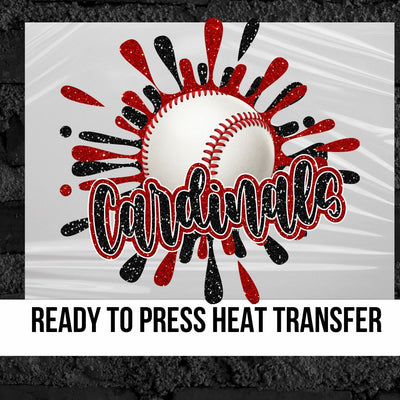 Cardinals Baseball Splatter DTF Transfer