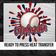 Cardinals Baseball Splatter DTF Transfer