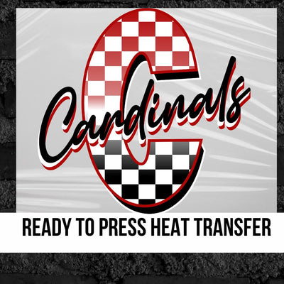 Cardinals Checkered Letter DTF Transfer