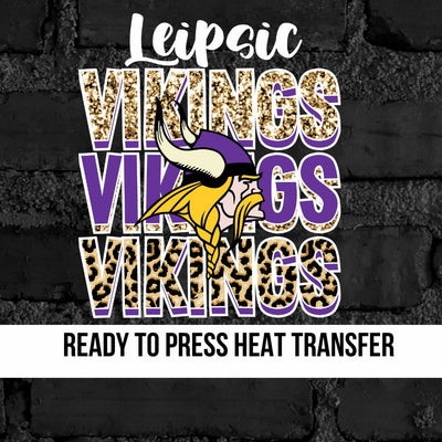 Leipsic Vikings Repeat Mascot Logo DTF Transfer