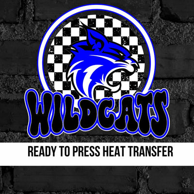 Wildcats Checkered Circle Mascot DTF Transfer