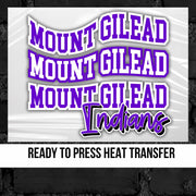 Mount Gilead Indians Swerve Word DTF Transfer