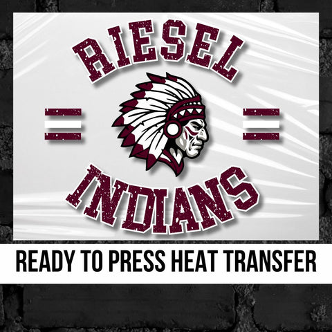 Riesel Indians Circle Mascot DTF Transfer