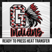 Go Indians Headdress Splatter DTF Transfer