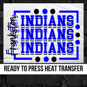 Frankston Indians Rectangle with Dots DTF Transfer