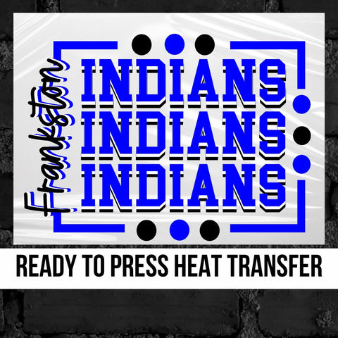 Frankston Indians Rectangle with Dots DTF Transfer