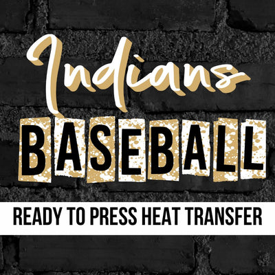 Indians Baseball Grunge Lettering DTF Transfer