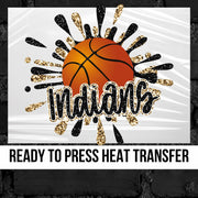 Indians Basketball Splatter DTF Transfer