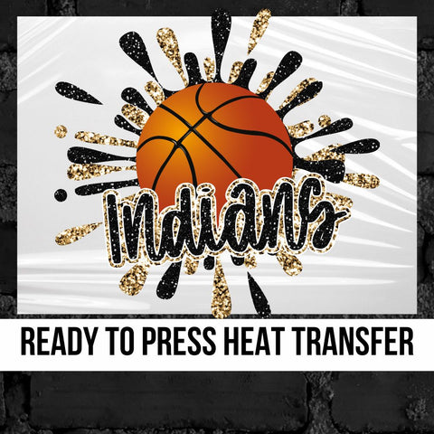 Indians Basketball Splatter DTF Transfer
