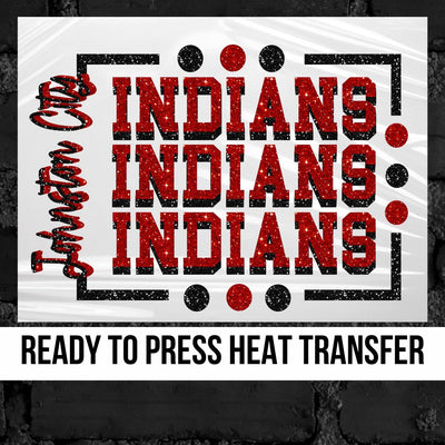 Johnston City Indians Rectangle with Dots DTF Transfer