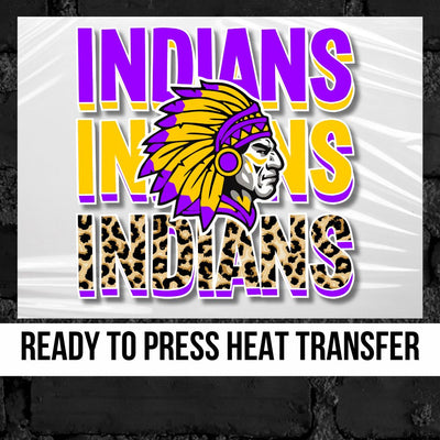 Indians Repeating Mascot Logo DTF Transfer