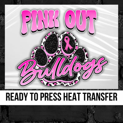 Pink Out Bulldogs Paw Print DTF Transfer