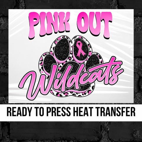Pink Out Wildcats Paw Print DTF Transfer