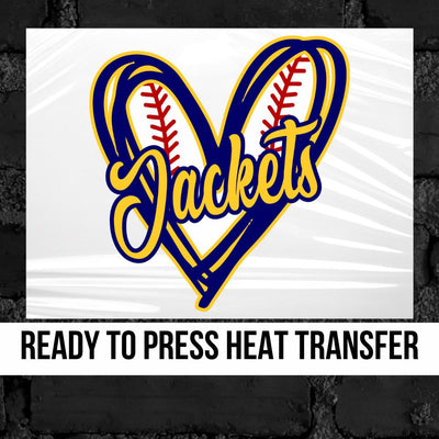 Jackets Baseball Heart DTF Transfer