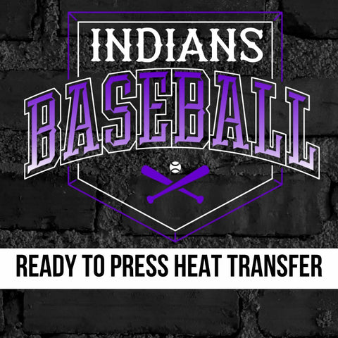 Indians Baseball Home Plate DTF Transfer