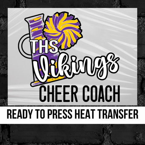 THS Vikings Cheer Coach Megaphone DTF Transfer