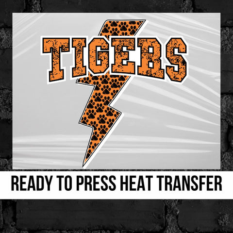 Tigers Bolt Paws Distressed DTF Transfer