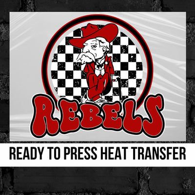 Rebels Checkered Mascot Circle DTF Transfer