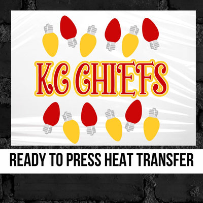 KC Chiefs Christmas Lights DTF Transfer