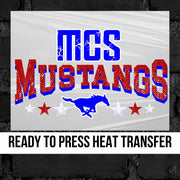 MCS Mustangs Logo with Stars DTF Transfer