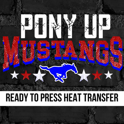 Pony Up Mustangs Logo with Stars DTF Transfer