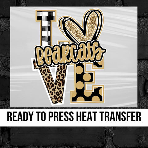 Love Bearcats Leopard V DTF Transfer