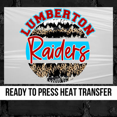 Lumberton Raiders Leopard Grunge Circle DTF Transfer