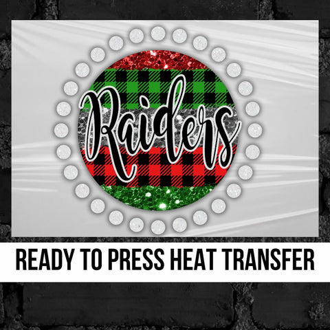 Raiders Christmas Spirit Circle Dot DTF Transfer