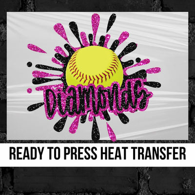 Diamonds Softball Splatter DTF Transfer