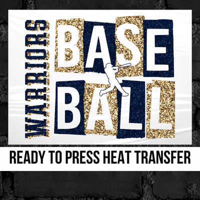 Warriors Baseball Grunge Lettering DTF Transfer