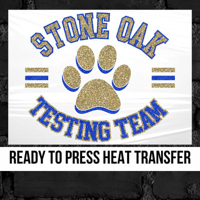 Stone Oak Testing Team Circle Paw DTF Transfer