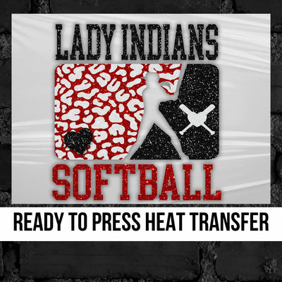 Lady Indians Leopard Softball Player DTF Transfer