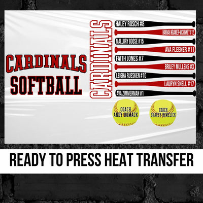 Cardinals Softball Bats Custom Transfer