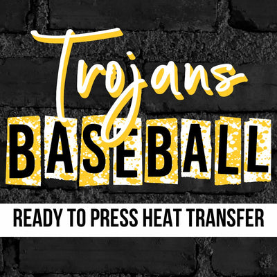 Trojans Baseball Grunge Lettering Transfer