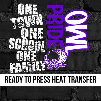 One Town One School Owl Pride DTF Transfer