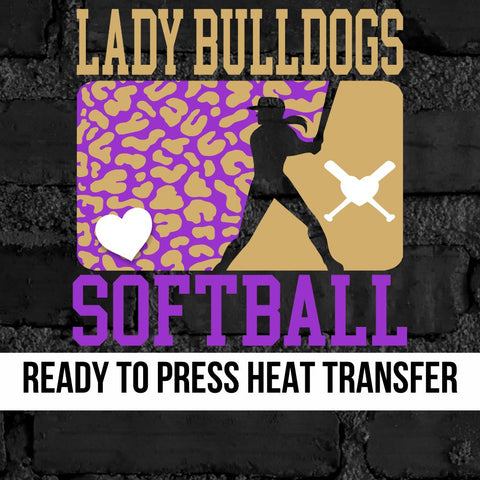 Lady Bulldogs Leopard Softball Player DTF Transfer