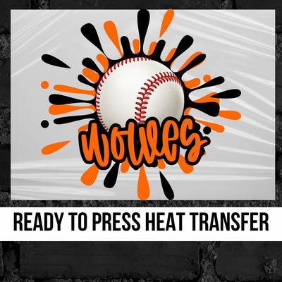 Wolves Baseball Splatter DTF Transfer