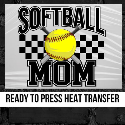 Softball Mom Checkered DTF Transfer