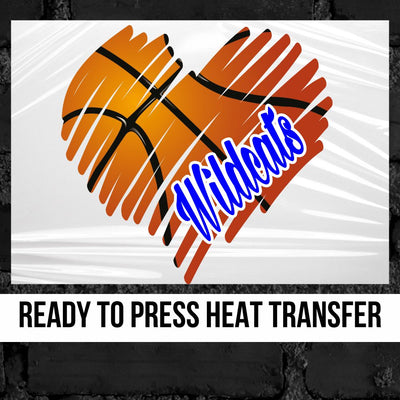 Wildcats Basketball Scribble Heart DTF Transfer