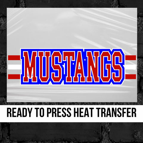 Mustangs Word with Stripes DTF Transfer