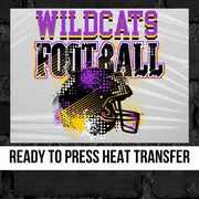 Wildcats Football Helmet Grunge DTF Transfer