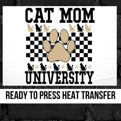 Cat Mom University DTF Transfer