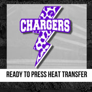 Chargers Bolt Leopard DTF Transfer
