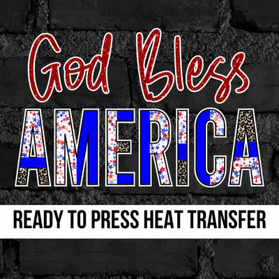 God Bless America Split Lettering Transfer