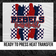 Rebels Baseball Split Swash DTF Transfer