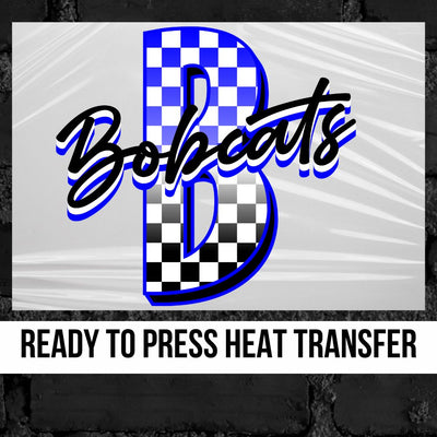 Bobcats Checkered Letter DTF Transfer