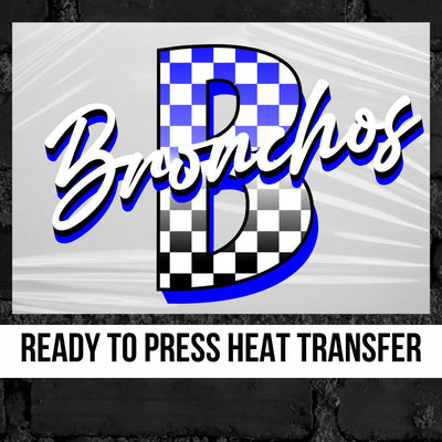 Bronchos Checkered Letter DTF Transfer