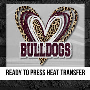 Bulldogs Triple Heart DTF Transfer