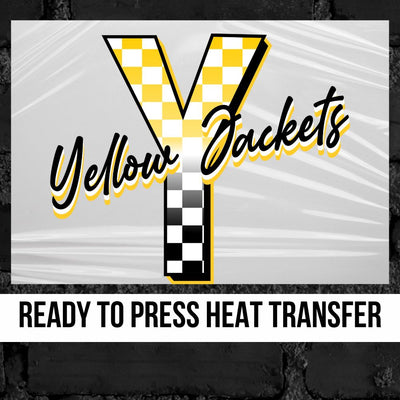 Yellow Jackets Checkered Letter DTF Transfer